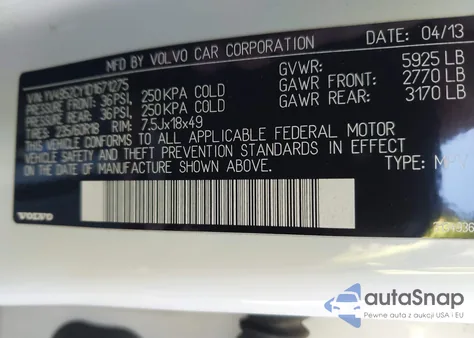 2013 Volvo Xc90 3.2/3.2 Platinum/3.2 Premier Plus from USA, damaged, VIN YV4952CY1D1671275